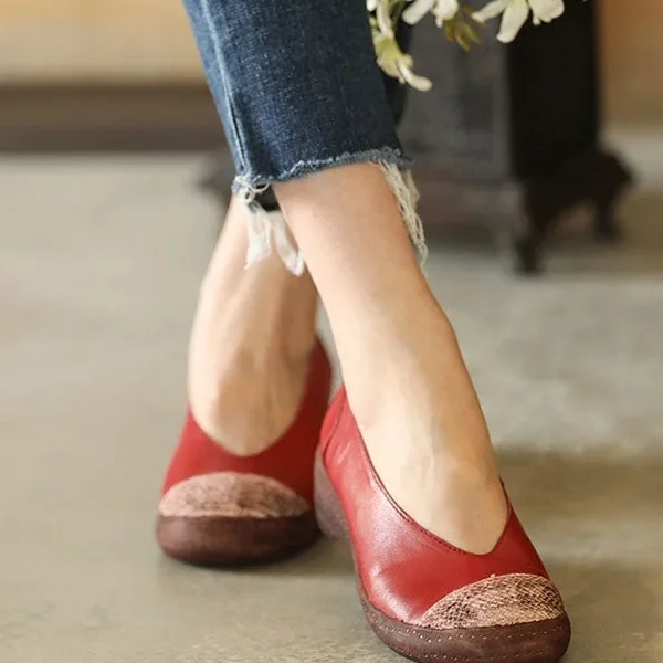 Sheepskin Retro Leather Closed Toe Flat Shoes Flat Shoes