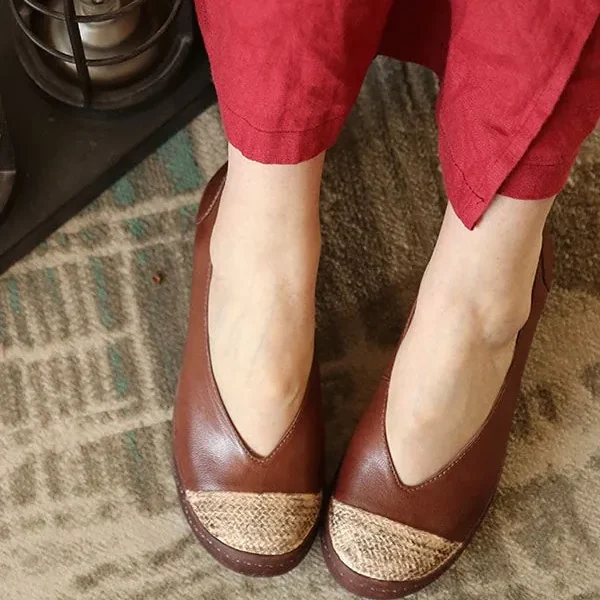 Alternative view of Sheepskin Retro Leather Closed Toe Flat Shoes Flat Shoes