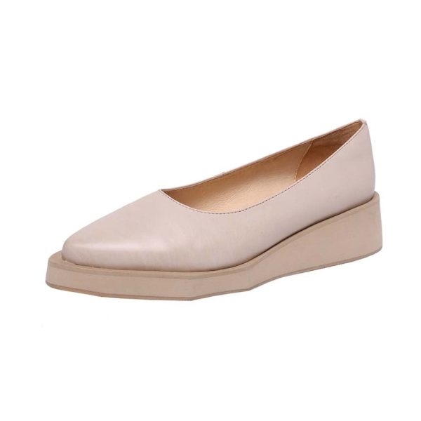 Handmade Retro Leather Flat Point Toe Pumps Flat Shoes