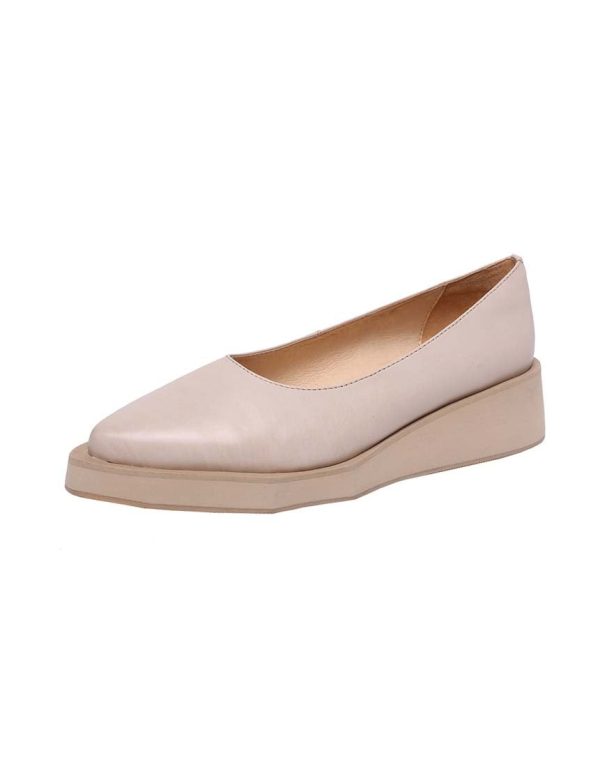 Handmade Retro Leather Flat Point Toe Pumps Flat Shoes