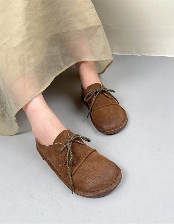 Spring Lace Up Comfortable Handmade Retro Flat Shoes Flat Shoes