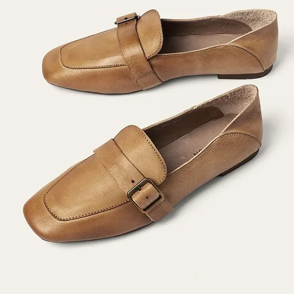 Alternative view of Spring British Style Retro Leather Flats Flat Shoes