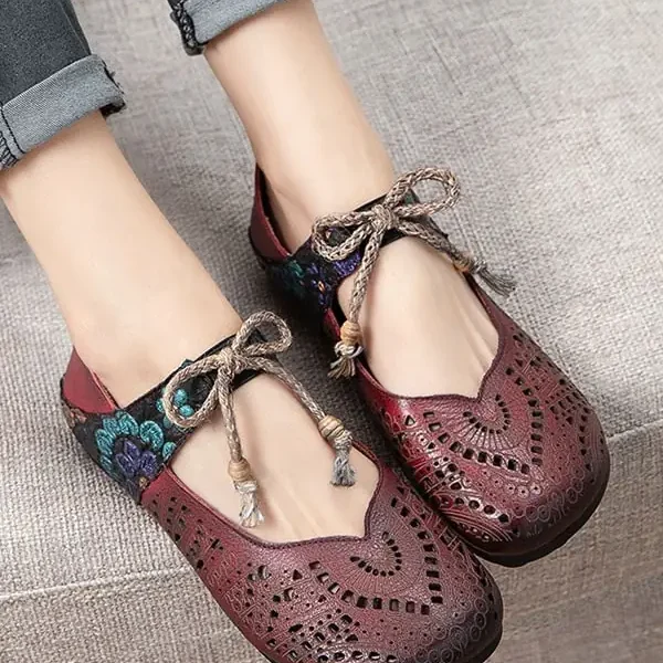 Spring Handmade Lace Up Retro Flat Shoes Flat Shoes