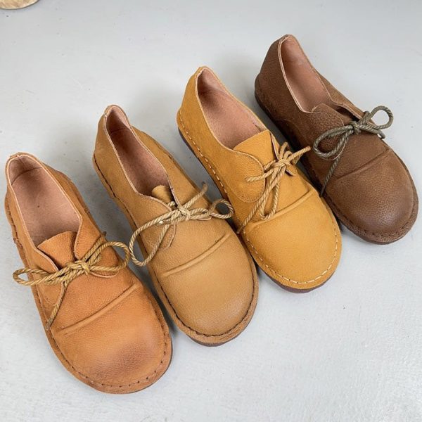 Alternative view of Spring Lace Up Comfortable Handmade Retro Flat Shoes Flat Shoes