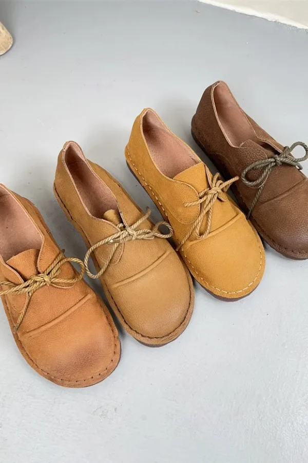 Alternative view of Spring Lace Up Comfortable Handmade Retro Flat Shoes Flat Shoes