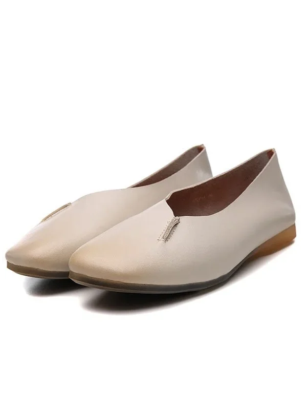 Spring Leather Flats Pointed Head Flat Shoes