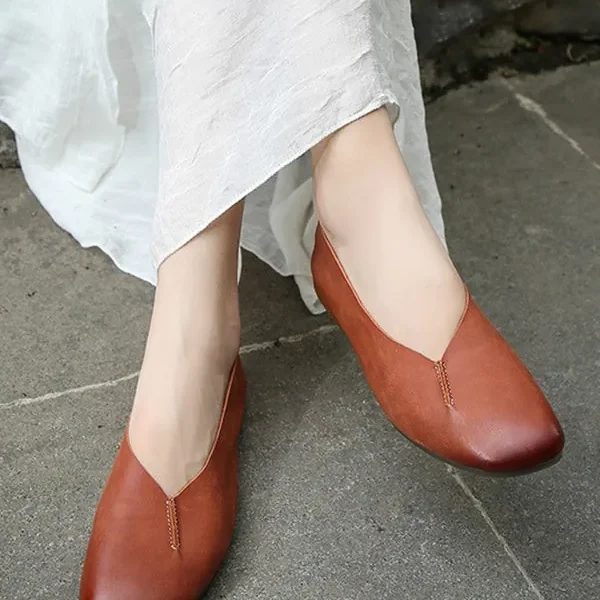 Alternative view of Spring Leather Flats Pointed Head Flat Shoes