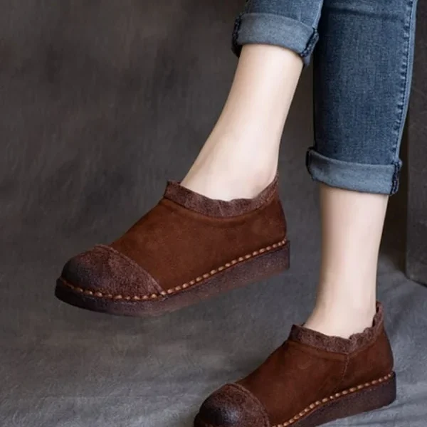 Alternative view of Spring Handmade Retro Soft Leather Ankle Boots Flat Shoes