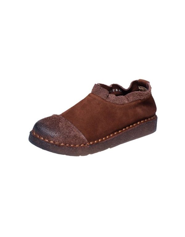 Spring Handmade Retro Soft Leather Ankle Boots Flat Shoes