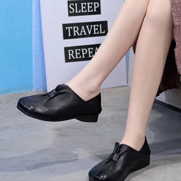 Spring Retro Leather Flats Flat Shoes