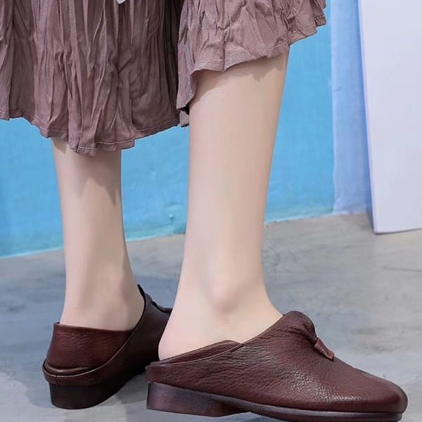 Alternative view of Spring Retro Leather Flats Flat Shoes