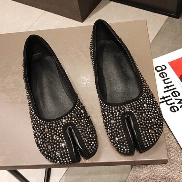 Alternative view of Suede Diamond Split Toe Spring Shoes Flat Shoes