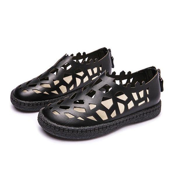 Summer Round Head Leather Flats Flat Shoes