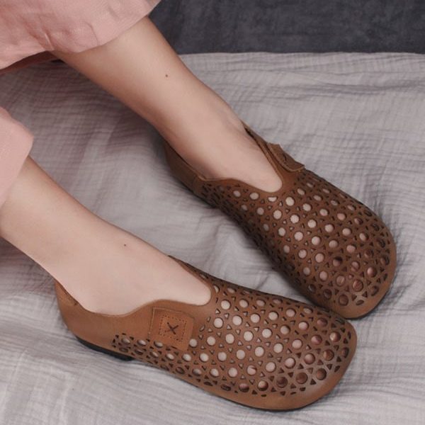 Summer Handmade Retro Leather Flat Shoes Flat Shoes