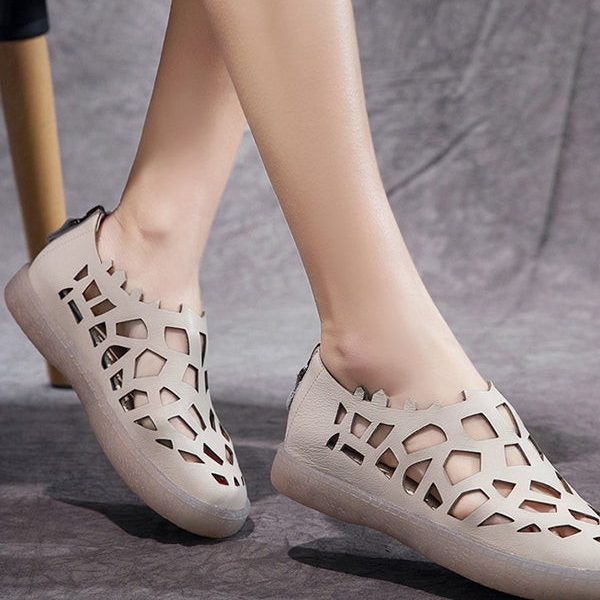 Alternative view of Summer Round Head Leather Flats Flat Shoes