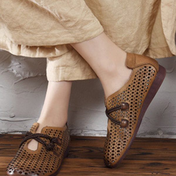 Alternative view of Summer Spring Retro Leather Flats Breathable Flat Shoes