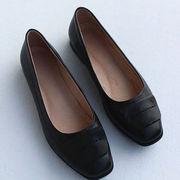 Alternative view of Summer Square Head Comfortable Leather Flats Flat Shoes