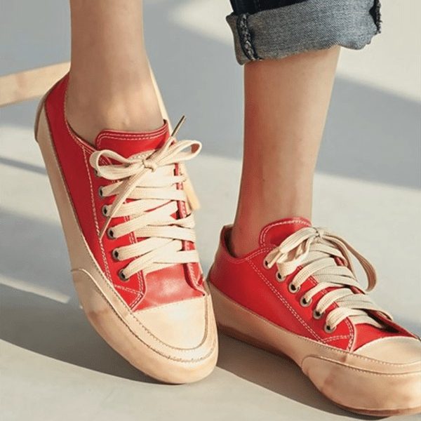 Lace Up Leather Casual Flat Shoes Flat Shoes