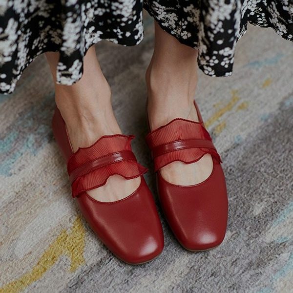 Women Spring Retro Flat Shoes Cute Flat Shoes