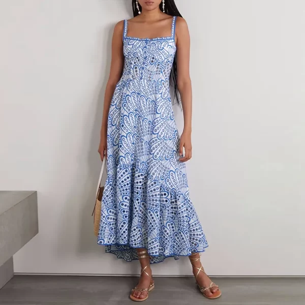 Alternative view of Sleeveless Embroidered Maxi Sundress with Cutout Back