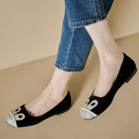 Womens Suede Flats Cute Round Toe Slip On Loafers