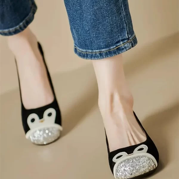 Alternative view of Womens Suede Flats Cute Round Toe Slip On Loafers