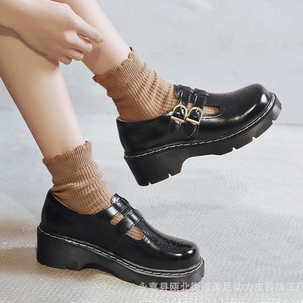 Alternative view of women thick-soled Mary Jane shoes cute big toe small leather shoes