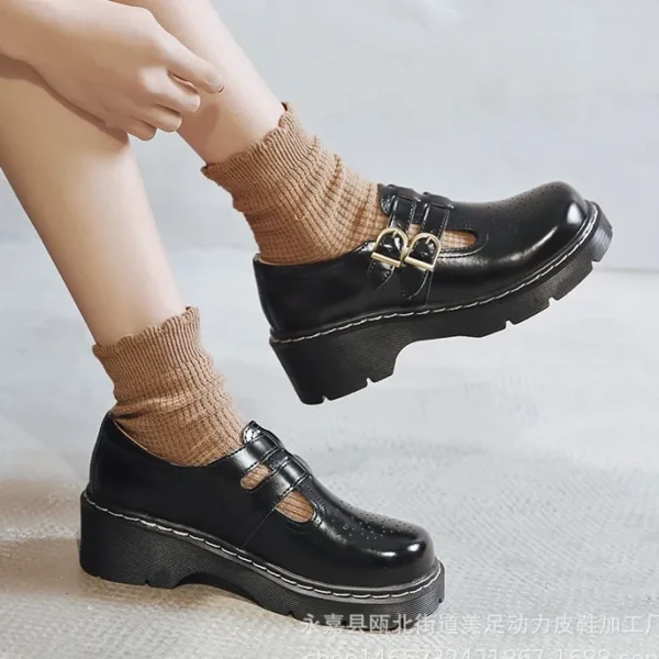 Alternative view of women thick-soled Mary Jane shoes cute big toe small leather shoes