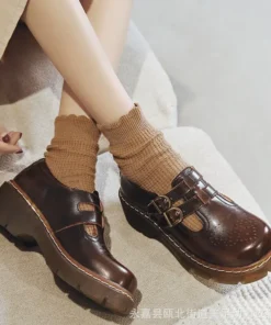 women thick-soled Mary Jane shoes cute big toe small leather shoes
