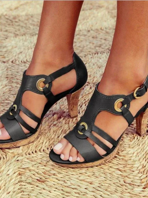 Alternative view of Plus Size Strappy High Heel Sandals for Women with Buckle Detail