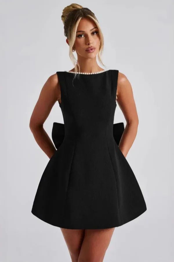 Pearl Bow Back Fashion A-line Dress for Women