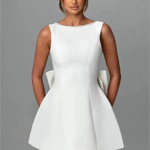 Alternative view of Pearl Bow Back Fashion A-line Dress for Women