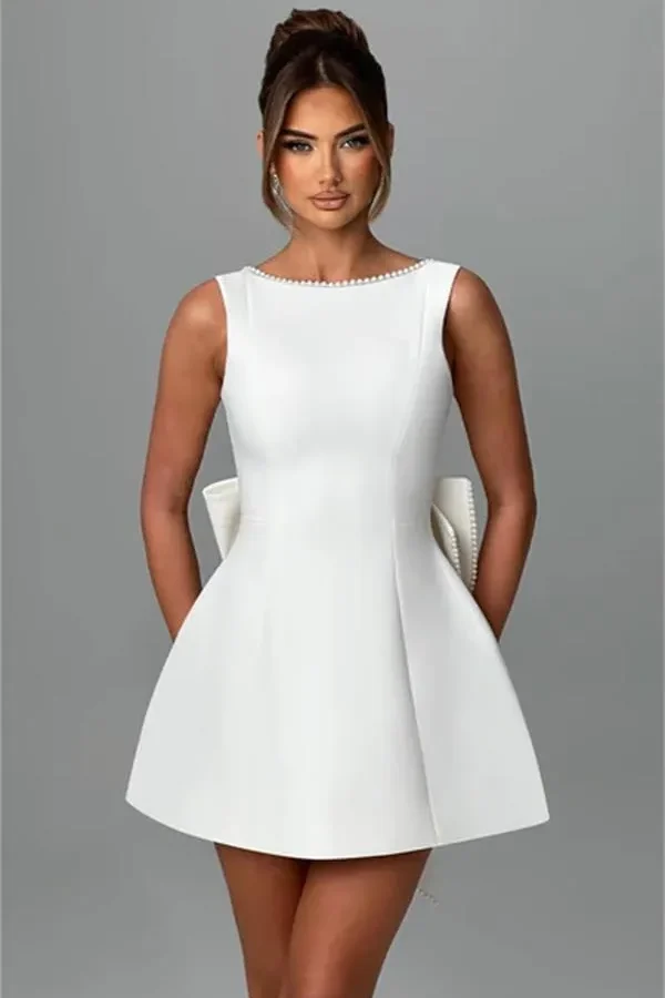 Alternative view of Pearl Bow Back Fashion A-line Dress for Women