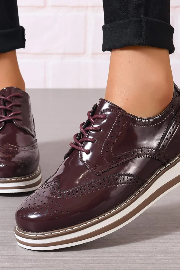 Alternative view of Women's Platform Oxford Shoes Patent Leather Lace-Up Brogues