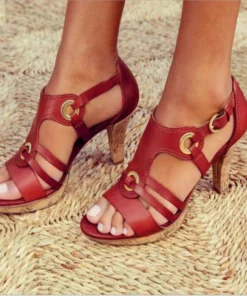 Plus Size Strappy High Heel Sandals for Women with Buckle Detail