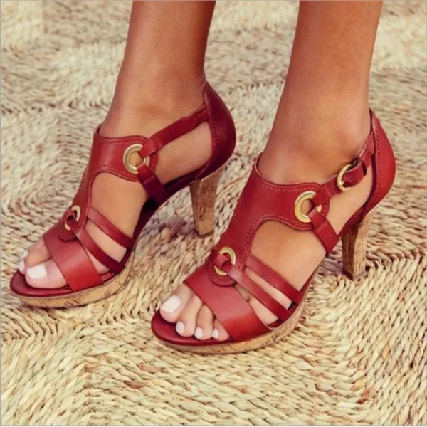 Plus Size Strappy High Heel Sandals for Women with Buckle Detail