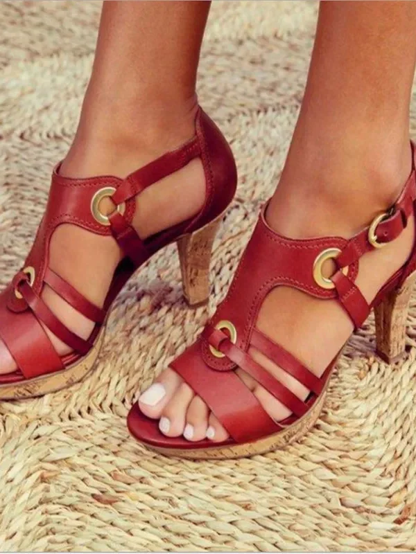 Plus Size Strappy High Heel Sandals for Women with Buckle Detail
