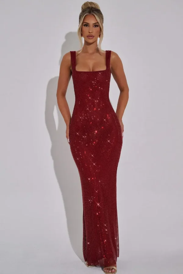 Alternative view of Sequin Mesh Diamond Strapless Bodycon Dress for Women