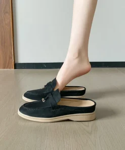 Soft Sole Tassel and Buckle Slip-On Loafers for Women with Hidden Wedge