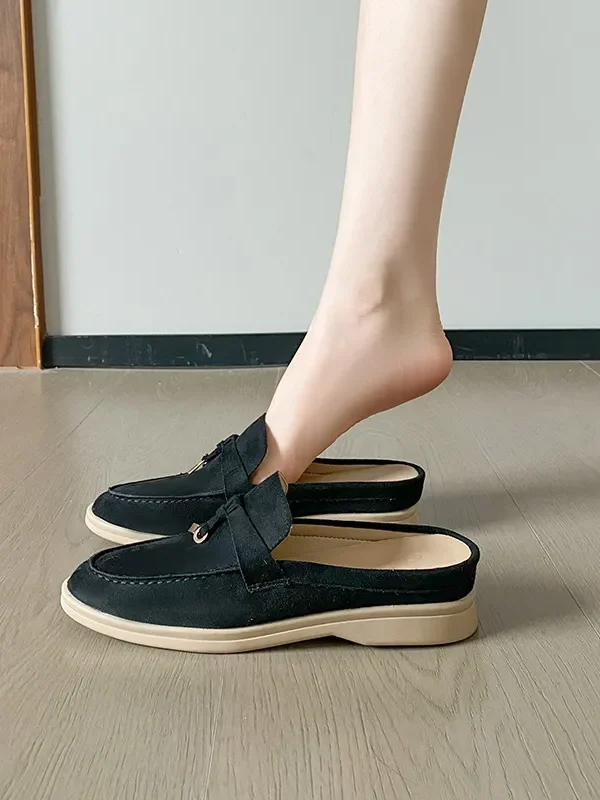 Soft Sole Tassel and Buckle Slip-On Loafers for Women with Hidden Wedge