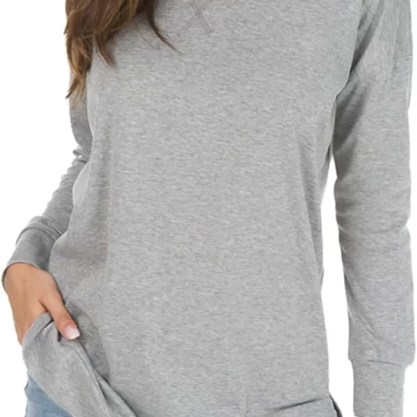 Split Hem Oversized Crewneck Knit Sweater Work Casual