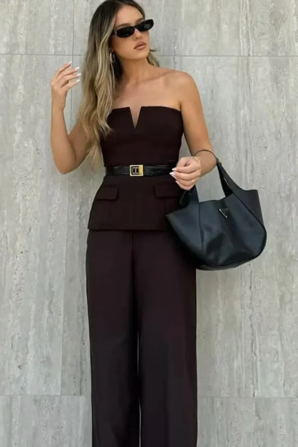 Alternative view of Women Spring Summer Strapless Crop Top Office Lady Style Solid Sleeveless Tee