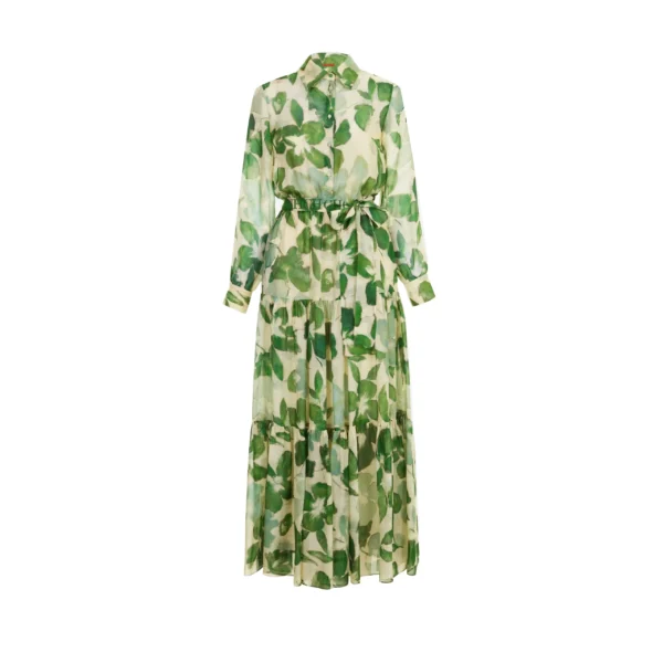 Alternative view of Spring 2025 Women's Polyester Print A-Line Ankle-Length Dress with Belt