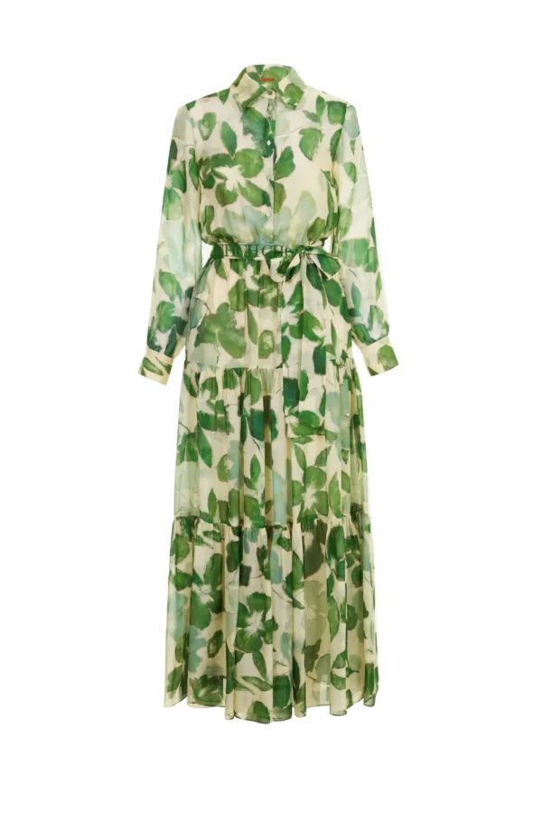 Alternative view of Spring 2025 Women's Polyester Print A-Line Ankle-Length Dress with Belt