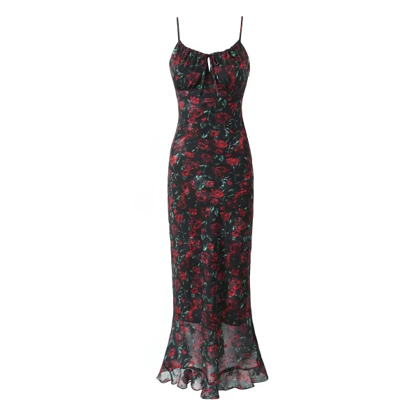 Summer Vintage Women's Floral Sheath Midi Dress