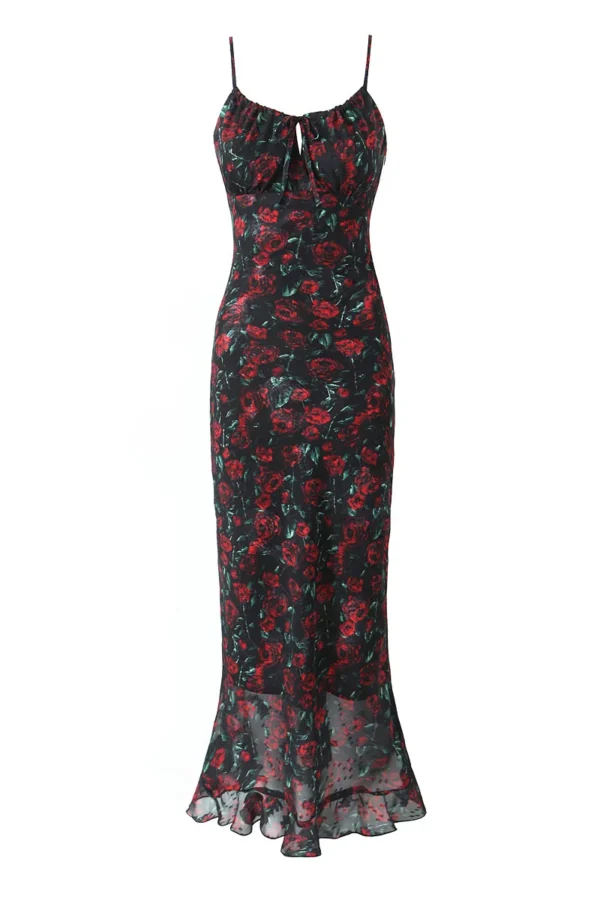 Summer Vintage Women's Floral Sheath Midi Dress