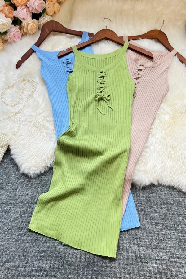 Alternative view of Summer Knitted Mini Dress Bandage Bodycon Streetwear