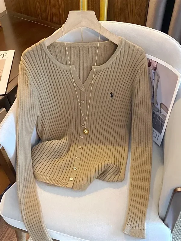 Alternative view of Y2K Embroidery Long Sleeve Cardigan Sweater for Women Streetwear