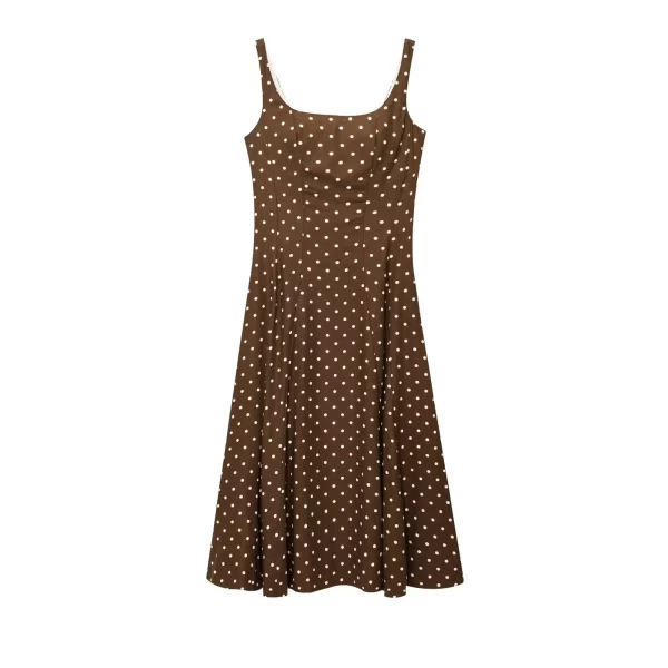Alternative view of Women's Summer Polka Dot Square Collar Sleeveless A-line Mid-Calf Dress