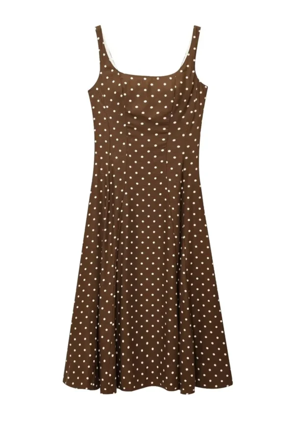 Alternative view of Women's Summer Polka Dot Square Collar Sleeveless A-line Mid-Calf Dress